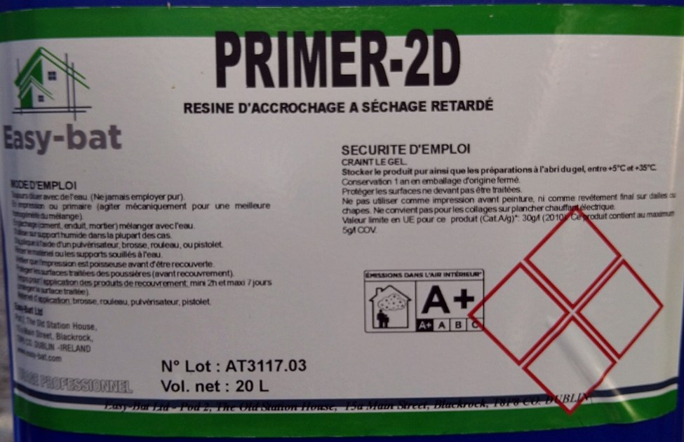 PRIMER-2D - ACCROCHAGE HYPER CONCENTRÉ À SÉCHAGE RETARDÉ - 20L